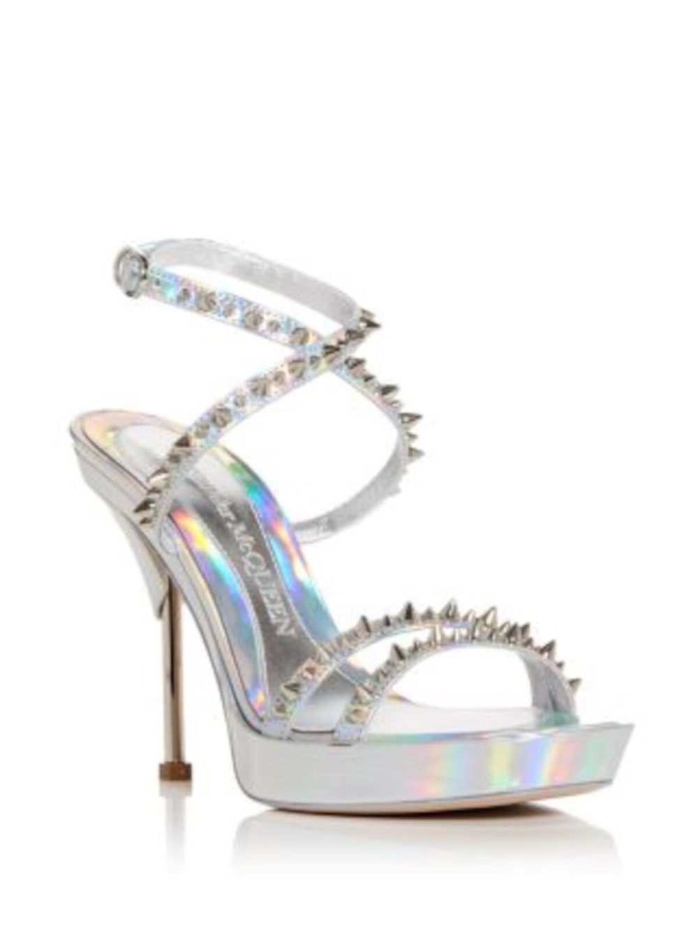 NEW! ALEXANDER MCQUEEN
Silver Iridescent Studded Punk Stud Sandals US 8.5